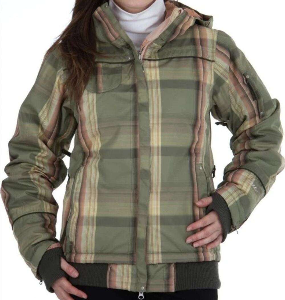 686 Acc Caliber Insulated Jacket Full Zip Hooded Plaid Waterproof Multicolor M